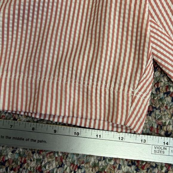 True Flies Red White Striped Seersucker 7.25" Inseam Chino Style Shorts Size 36 - Picture 14 of 15